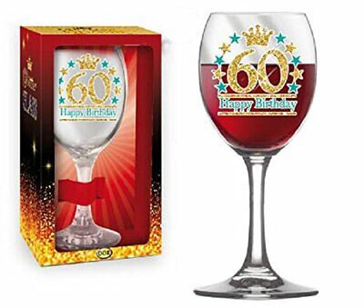 Regali Originali per Lui e Lei Bicchiere in Vetro Chiaro Auguri di Cuore 60 Anni AMAVEL Calice da Vino Bianco con Incisione per Il Compleanno Personalizzato con Nome 