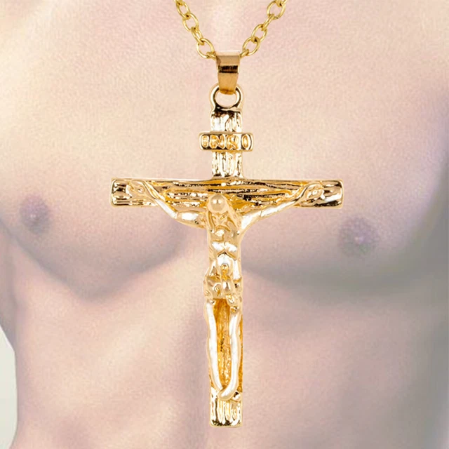 Crocifisso INRI In Metallo Color Ottone Con Gesù Cristo - 20x32x2,5 Cm Per Parete