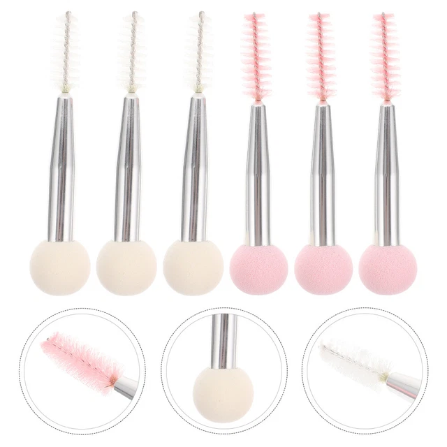 6 piezas Cepillos de maquillaje de doble cabeza Máscara de pestañas Aplicador de esponja Cepillos de maquillaje