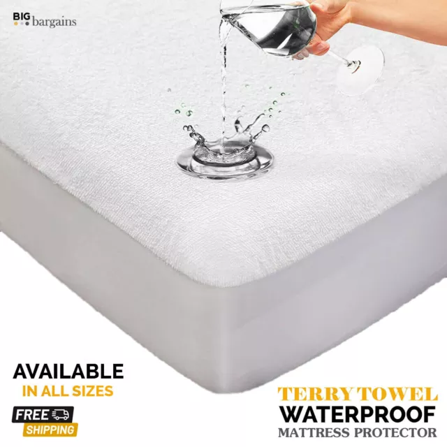 Waterproof Terry Towel Mattress Protector Extra Fitted Sheet Bed Cover All Sizes