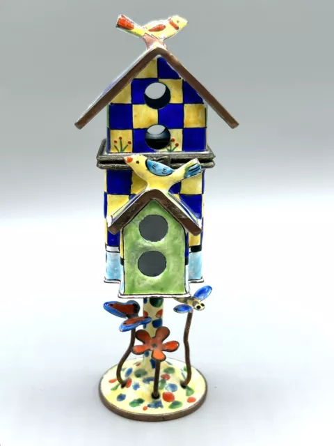 Kelvin Chen Miniature Enameled Birdhouse Trinket Box - Vintage 1999