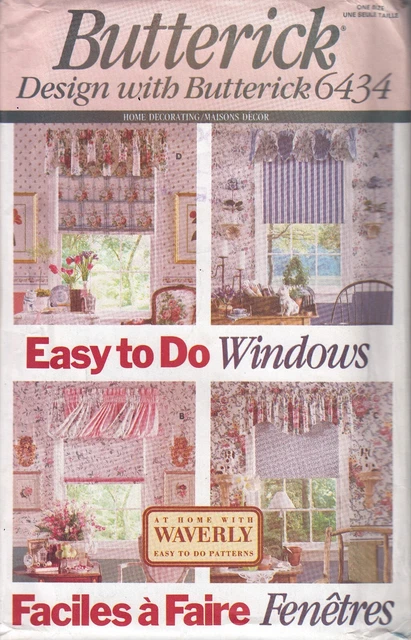 SEWING PATTERN WINDOW Pelmets & Roller Blind Uncut Buttk 6434 M10A £3. ...