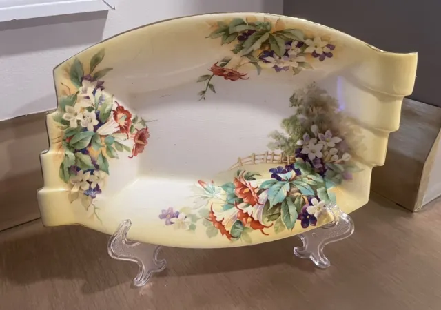 Royal Winton Grimwades Plate Dish Art Deco Yellow Flowers Fence Vintage Spring