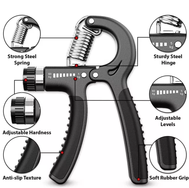 Hand grip Strengthener Counter 5-60Kg Sport Adjustable Forearm Finger Trainer UK