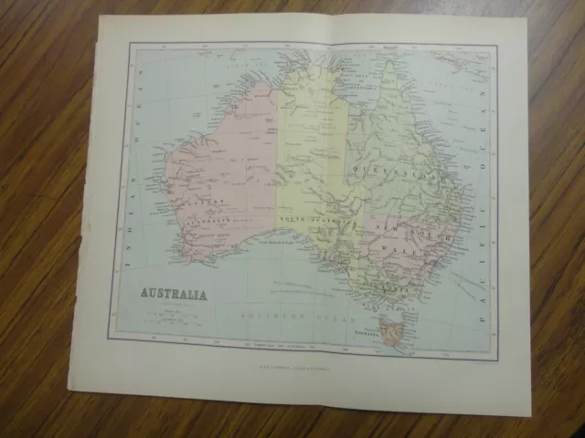 Bon Couleur Carte De Le Pays De Australie. Imprimé 1888. Chambers Carte