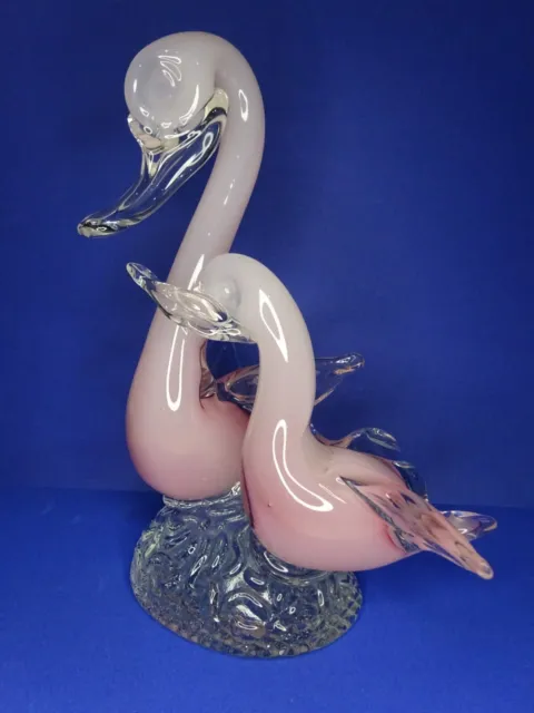 Schwan Vogel Glaskunst Figur Murano Stil 19cm rosa