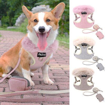 Dog Harness and Leash Set Snack Bag Embroidery Cat Puppy Vest & Removable Collar