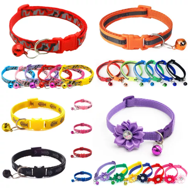 Reflective Nylon Cat Collar With Bell For kitten Small DogPuppy Pet Adjustable🔥