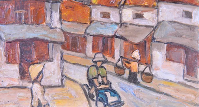 Bui Xuan Phai (Vietnamese, 1920-1988): Old Hanoi Street Scene, Ölbild 2