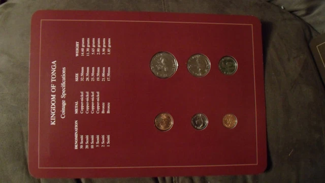 Coin Sets of All Nations Tonga w/card UNC 1, 2, 5, 10, 20, 50 Seniti 1981 3