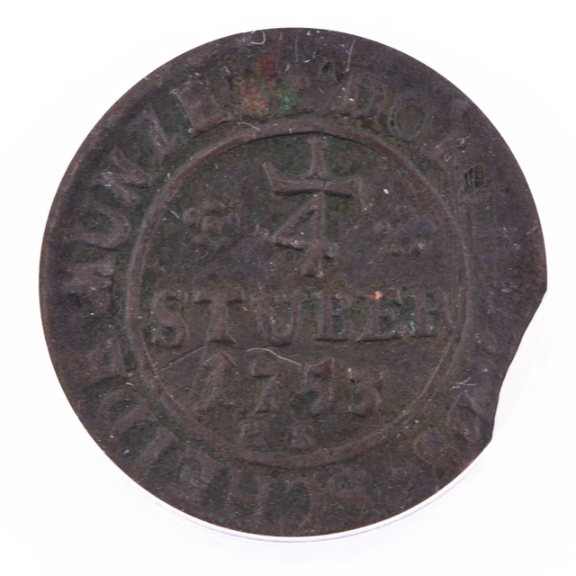 ERROR 1753-HS 1/4S S Germany-Dortmund ANACS VF20 Curved Clip Certified