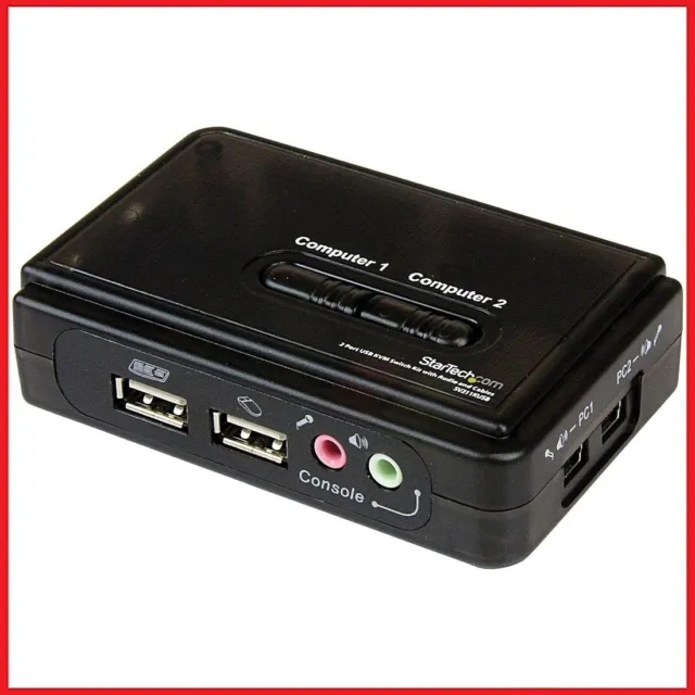 StarTech 2 Port KVM Switch Kit with Audio and Cables for Monitors - SV211KUSB