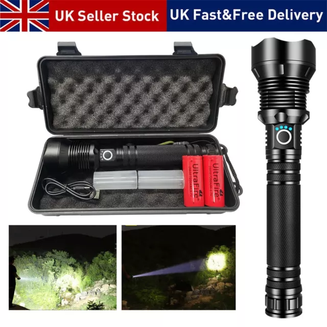 Most Powerful LED Flashlight 9900000LM Zoom USB Rechargeable Super Bright Torch