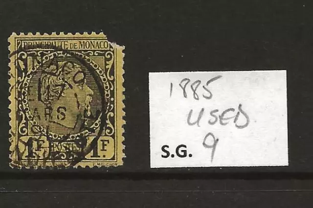 1885 Monaco 1f Black Yellow SG9 defective used