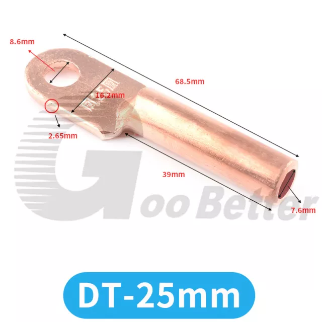 Copper Tube Terminals Terminal Battery Welding Ring Crimp Cable Lugs 10mm²-50mm²