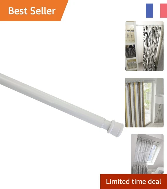 Tringle à Rideau Extensible 60-100cm - Blanc Métal - Montage Sans Perçage Pour Porte/Fenêtre