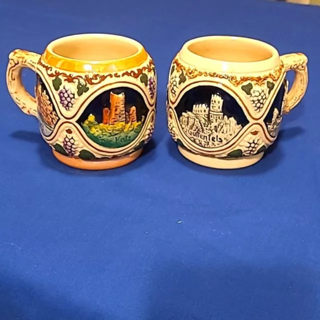 German Castle Stein Pair Made in Germany EUC