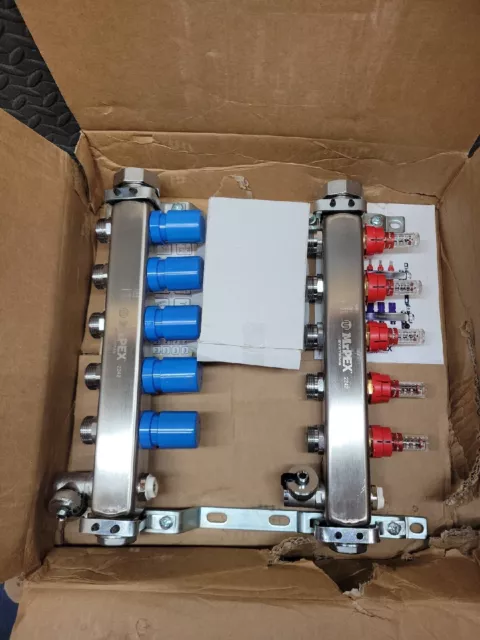 5 Loop 1-1/4" Stainless Steel Manifold w/ Flowmeter & Ball Valve