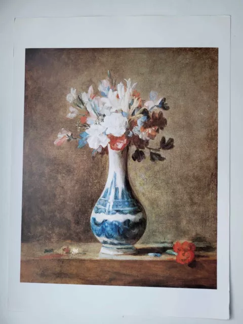 Old Vintage Antique Print Floral Art Flowers Jean Baptiste Simeon Chardin