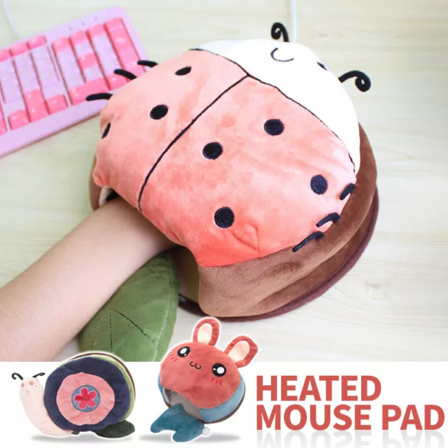 USB Heated Mouse Pad Cartoon Animals Lovely Warmer Hands Mat Office Working NEW