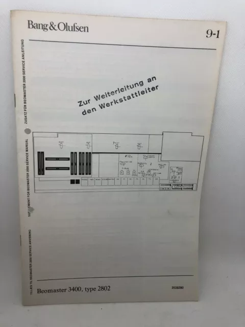Original Bang & Olufsen Zusatz für Beomaster 2000 Service Anleitung