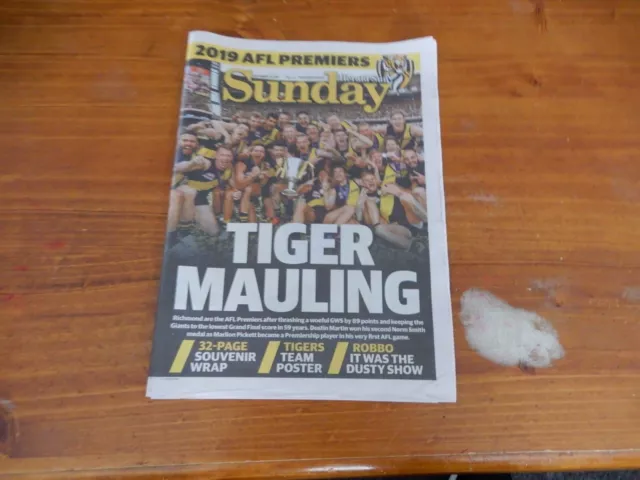 2019 Herald Sun Afl Richmond Tigers Grand Final Souvenir Plus Team Poster