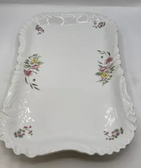 CARLSBAD Porcelain Floral Serving Platter Daisy Floral Pattern Approx 15”x 9 1/2