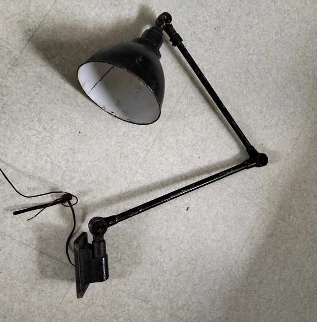 Lampe D'Atelier Ancienne Orientable - En Métal Marron, à Baïonnette, Parfaite Pour Bricolage