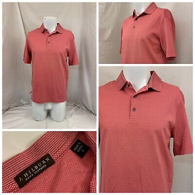 J Hilburn Polo Shirt S Red Herringbone Short Sleeve Cotton Blend YGI T1-335