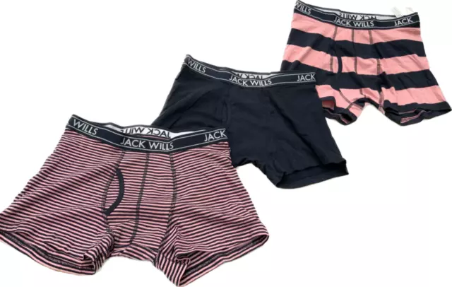 Jack Wills Mens 3 Pack Boxer Trunks Large  Boxer Shorts Navy/ Pink Genuine