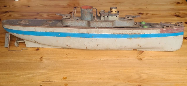 Jouet Ancien Sous-Marin Mécanique En Tôle Nautilus 38 En Boî