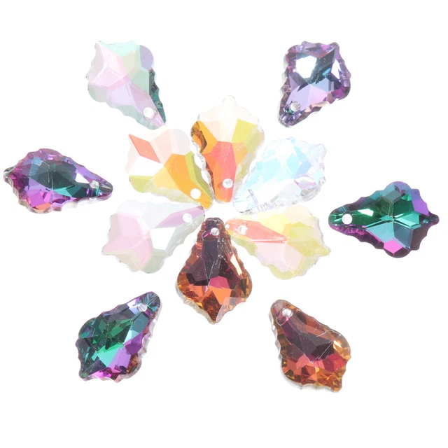 12 Pcs Crystal Maple Leaf Pendant Windows Suncatchers Prisms Rainbow Makers