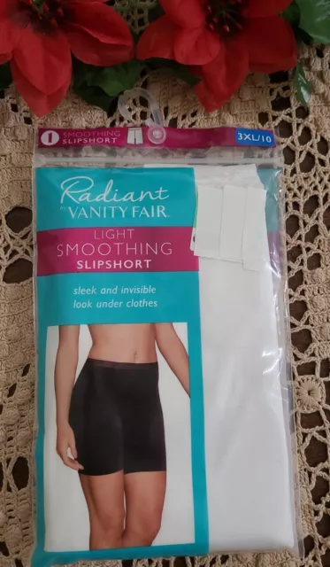 Vanity Fair Radiant Light Smoothing Slipshort, White - 3Xl/10 - Nwt £8. ...