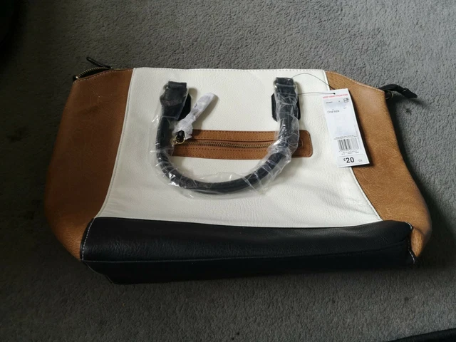 Ladies Girls Handbag Tan Brown Black White F&F tote shoulder travel new strap