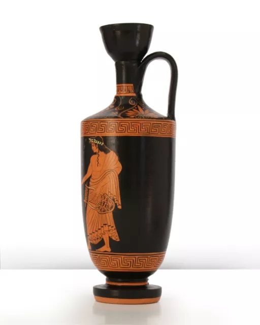 Réplica de jarrón griego antiguo: Lekythos de figura roja con cerámica de...