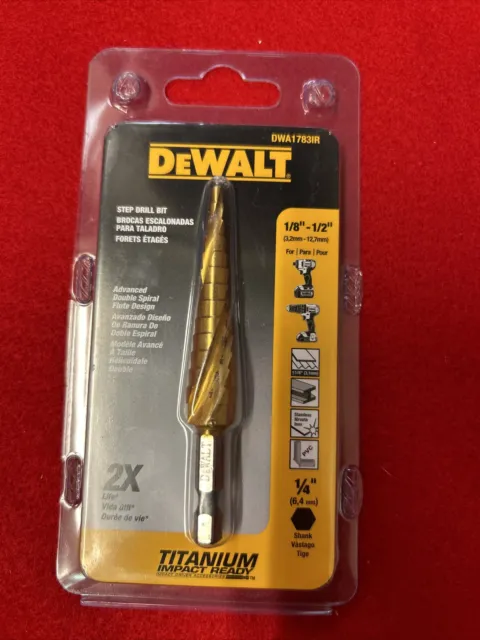 DEWALT DWA1783IR Step Drill Bit, Impact Ready, 1/8-Inch-1/2-Inch