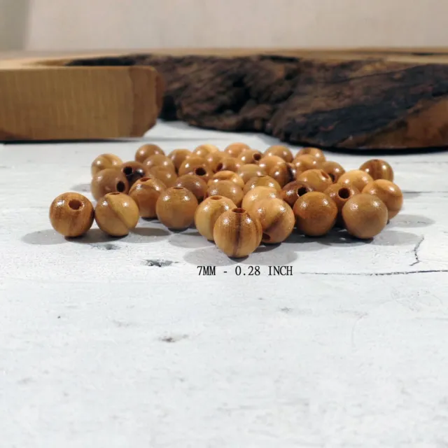 Perline grani in legno d'oliva 7mm sfere per rosari o collane ulivo