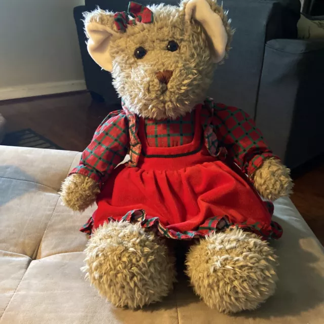 Christopher Holly 18” Christmas Girl Teddy Bear Plush Red Dress Vtg 1994