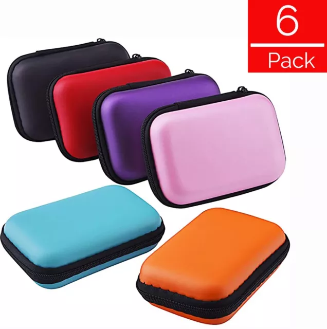 6 Pcs Portable EVA Carrying Hard Headphone Case Earphone TF Card Storage Box Bag