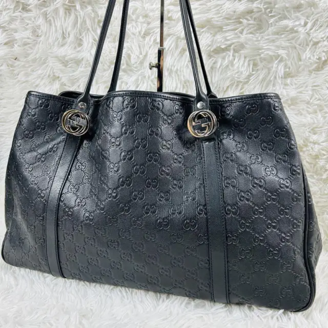 Gucci GG Ssima Tote Bag Leather Black G9213