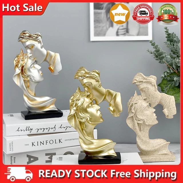 Resin Kissing Lovers Figurines Home Decor Abstract Couple Statue for Living Room