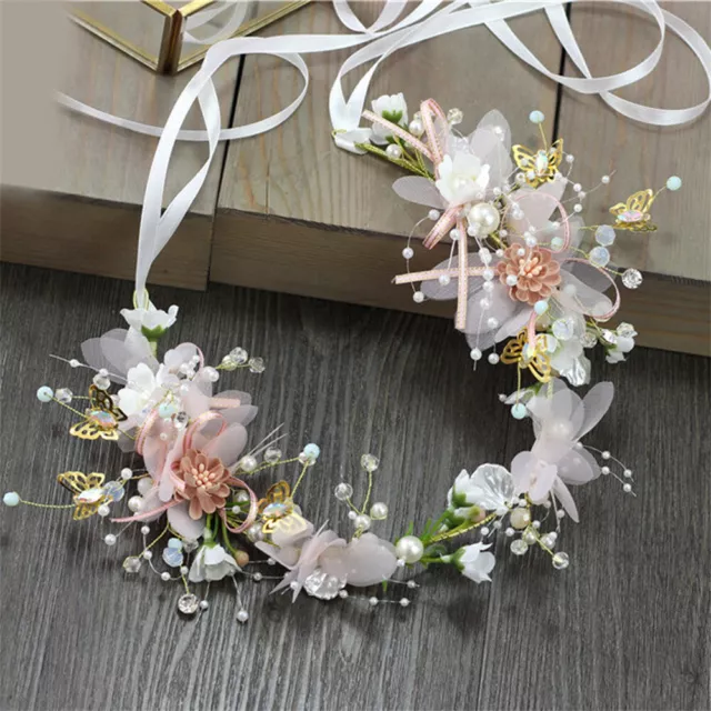 Bridal Hair Accessories Wedding Headpiece Pearl Crystal Flower Headband Tiara 3