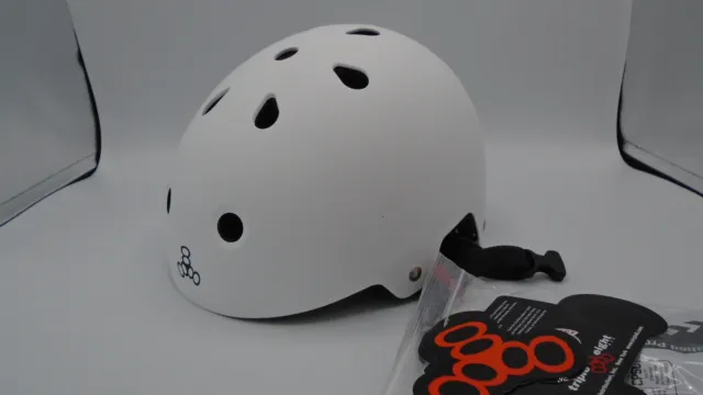 Triple Eight Dual Certified Bike and Skateboard Helmet,White Matte,Small/Medium