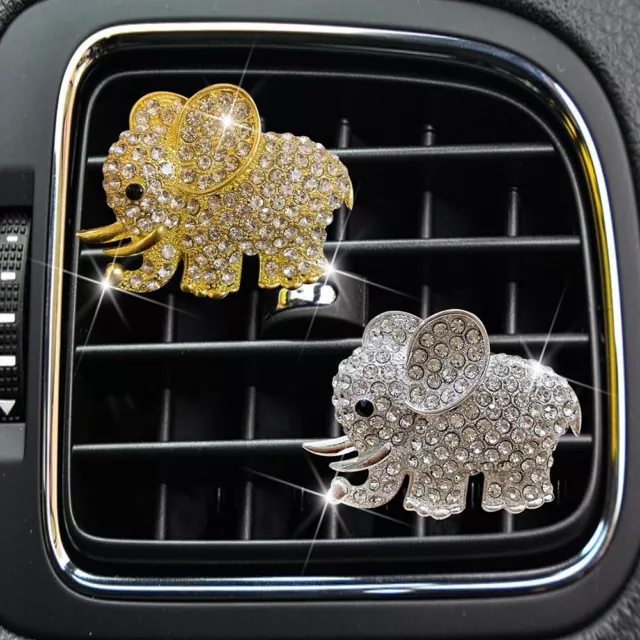 2 Pack Premium Alloy Vent Clips Elephant Decor Bling Fragrance Diffuser