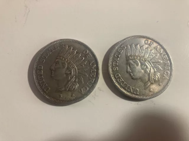 Deux pièces de 1 Dollar argent 1851 2