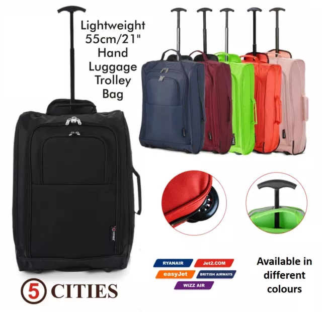 5 CITIES HAND Cabin Luggage Trolley Wheeled Flight Bags Ryanair