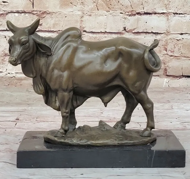 Collectible Handmade Carving Statue Copper Bronze Cow OX Bull Deco Art Artwork