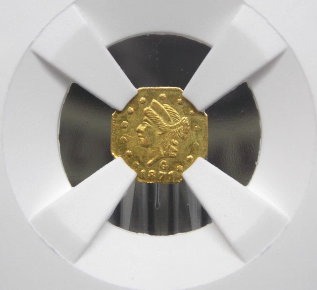 1871 California Octagonal Fractional GOLD Liberty 25c BG-765 NGC MS62 #005RC