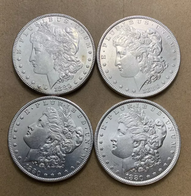 Lot Of (4) 1880-P Morgan Silver Dollars (B513)