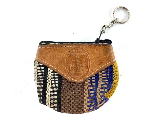 Vintage Coin Purse Leather Crucifixion Scene Jesus on Cross